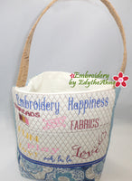 EMBROIDERY HAPPINESS TOTE  in the Hoop Machine Embroidery Design -
