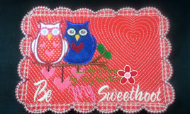 Be My SweetHoot Valentine Mug Mat/Mug Rug 2 Versions. 2 Sizes - INSTANT DOWNOAD - Embroidery by EdytheAnne - 1