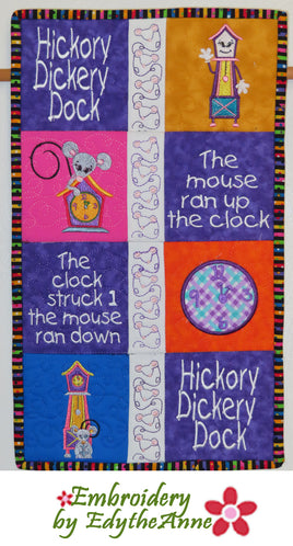 HICKORY, DICKORY, DOCK NURSERY RHYME WALL HANGING   Digital Download