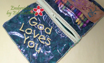 Back to School & God Loves You CRAYON/PENCIL POUCH -Set of 2 Completed In The Hoop Machine Embroidery - Instant Download - Embroidery by EdytheAnne - 5