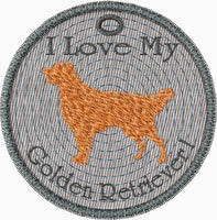 GOLDEN RETRIEVER IN THE HOOP EMBROIDERY KEY TAG