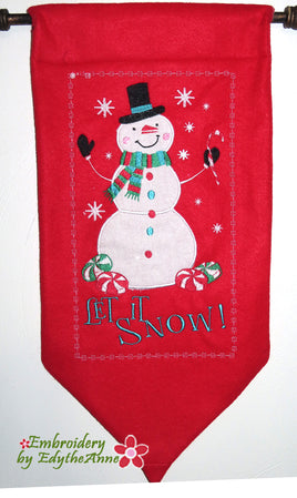 LET IT SNOW WALL or DOOR HANGER In The Hoop Machine Embroidery