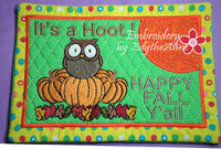 HAPPY FALL MUG MAT/MUG RUG In The Hoop Embroidery Design - Embroidery by EdytheAnne - 2