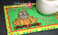 HAPPY FALL MUG MAT/MUG RUG In The Hoop Embroidery Design - Embroidery by EdytheAnne - 1