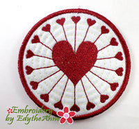 HEART TO HEART COASTER  Machine Embroidery Design - Digital Download