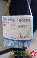 EMBROIDERY HAPPINESS TOTE  in the Hoop Machine Embroidery Design -