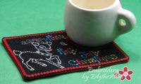 CHRISTMAS MUG MAT/Mug Rug. Holly Jolly Christmas. IN THE HOOP - INSTANT DOWNLOAD - Embroidery by EdytheAnne - 2