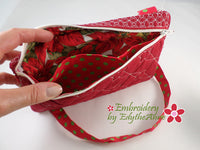 POINSETTIA PURSE IN THE HOOP with Dimensional Poinsettia. Digital Download