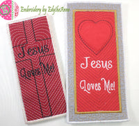JESUS LOVES ME-2 Versions -  In The Hoop Bookmark - Digital Download