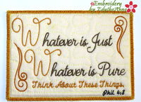 THINK ON THESE THINGS Set of 4 Mug Mats -   Philippians 4 Digital Download