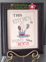 KITCHEN SEASONED WITH LOVE CANVAS ART Frameable Canvas-  In The Hoop Machine Embroidery