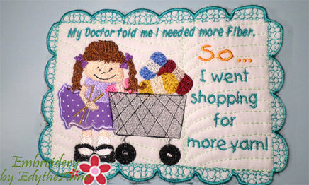 NEED MORE YARN (for you knitters!)  IN THE HOOP MUG MATS TWO SIZES INCLUDED - Embroidery by EdytheAnne - 1