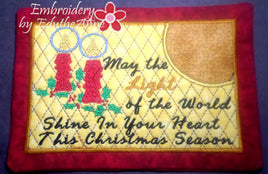 LIGHT OF THE WORLD MUG MAT/MUG RUG In The Hoop Embroidery Design - Embroidery by EdytheAnne - 1