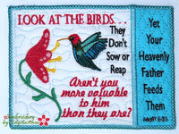 LOOK AT THE BIRDS In The Hoop Embroidered Mug Mat Design - DIGITAL DOWNLOAD