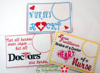 MEDICAL SET In The Hoop Machine Embroidered Mug Mat/Mug Rug.