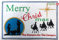 CHRISTMAS GREETING "CARD" MUG MAT SET #2  In The Hoop Machine Embroidery Mug Mat/Mug Rug