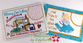 SAVE ON SET OF TWO Whimsical Hand & Machine Embroidery Designs In The Hoop Mug Mat Designs.  - Digital Download