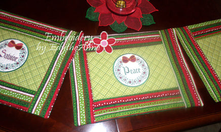 WORDS OF CHRISTMAS PLACE MAT SET  In The Hoop - INSTANT DOWNLOAD - Embroidery by EdytheAnne - 1