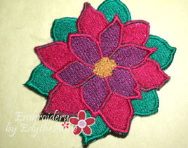 POINSETTIA COASTER- IN THE HOOP MACHINE EMBROIDERY - Embroidery by EdytheAnne - 2