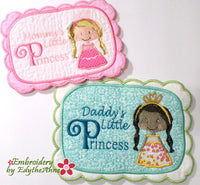 MOMMY & DADDY'S LITTLE PRINCESS... In The Hoop Embroidered Mug Mats/Mug Rugs.  Digital Download