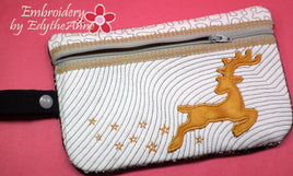 CHRISTMAS WRISTLET IN THE HOOP BAG -with Reindeer Applique  INSTANT DOWNLOAD - Embroidery by EdytheAnne - 1