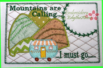 DISCOUNT 20% OFF Happy Camper and Mountains are Calling.. In The Hoop 2 piece Mug Mats/Mug Rugs set..Available immediately. - Embroidery by EdytheAnne - 5