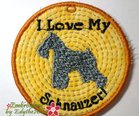 SCHNAUZER IN THE HOOP EMBROIDERY KEY TAG