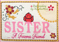 SISTER A FOREVER FRIEND.... In The Hoop Embroidered Mug Mat/Mug Rug Design - DIGITAL DOWNLOAD