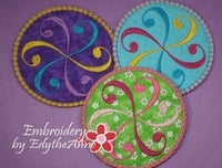 SWIRL COASTER - 2 VERSIONS INCLUDED- IN THE HOOP MACHINE EMBROIDERY - Embroidery by EdytheAnne - 1