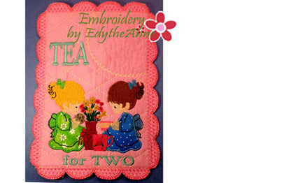 TEA FOR TWO MUG MAT Available in two sizes. INSTANT DOWNLOAD - Embroidery by EdytheAnne - 2