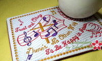 TRUST AND OBEY FAITH BASED Mug Mat/Mug Rug - 2 Sizes Included - INSTANT DOWNLOAD - Embroidery by EdytheAnne - 2