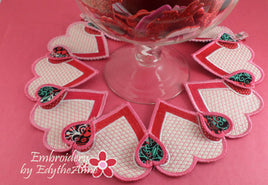VALENTINE TABLE TOPPER/ CENTERPIECE In The Hoop Machine Embroidery  - Digital Download