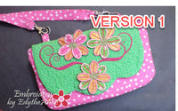 MISS DAISY Scalloped Flap Bag with Dimensional Flowers. Digital Design