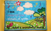 WHAT A WONDERFUL WORLD  In The Hoop Whimsical Embroidered Mug Mats/Mug Rugs - Embroidery by EdytheAnne - 5