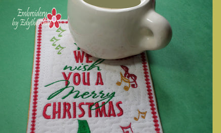 WE WISH YOU A MERRY CHRISTMAS! Christmas Mug Mat - INSTANT DOWNLOAD - Embroidery by EdytheAnne - 3