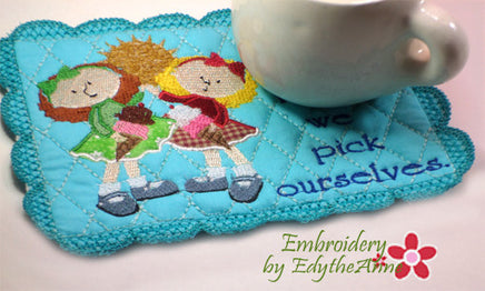 FRIENDS MUG MATS Available in two sizes. INSTANT DOWNLOAD NOW - Embroidery by EdytheAnne - 4
