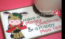 HAVE A MOOEY CHRISTMAS In The Hoop Embroidered Mug Mat Design - Instant Download - Embroidery by EdytheAnne - 2