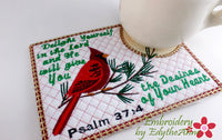 Set 2 - LOOK AT THE BIRDS In The Hoop Faith Based Embroidered Mug Mats/Mug Rugs-Digital Download