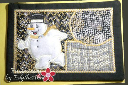 LET IT SNOW...LET IT SNOW...MUG MAT/MUG RUG In The Hoop Embroidery Design - Embroidery by EdytheAnne - 2