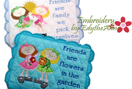 FRIENDS MUG MATS Available in two sizes. INSTANT DOWNLOAD NOW - Embroidery by EdytheAnne - 1