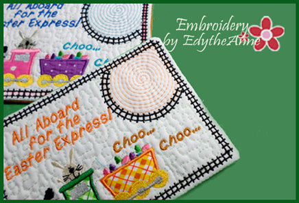 EASTER EXPRESS In The Hoop Embroidered Mug Mat Designs.   - Digital File - Instant Download - Embroidery by EdytheAnne - 2