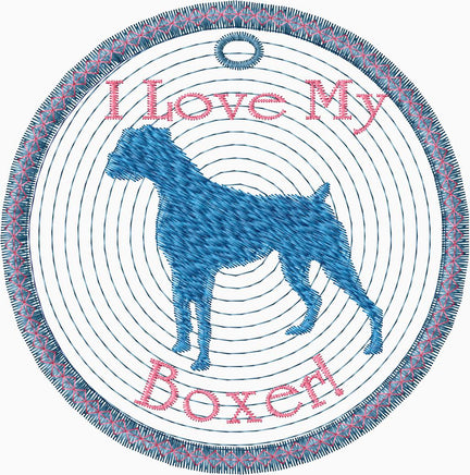 BOXER IN THE HOOP EMBROIDERY KEY TAG
