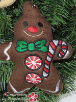 GINGERBREAD STUFFIE ORNAMENTS In The Hoop Machine Embroidery Design