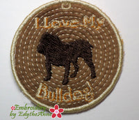 BULLDOG IN THE HOOP EMBROIDERY KEY TAG
