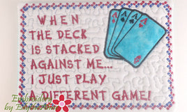 CARD GAMES  In The Hoop Embroidered Mug Mat/Mug Rug.  Digital File. Available immediately.