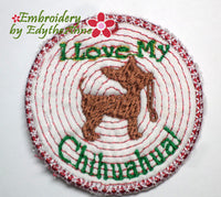 CHIHUAHUA IN THE HOOP MACHINE EMBROIDERY KEY TAG