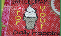 EAT ICE CREAM Mug Mat/Mug Rug In The Hoop design.  Instant Download - Embroidery by EdytheAnne - 6