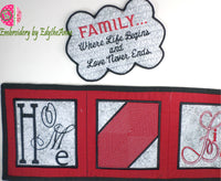 FAMILY TABLE RUNNER IN THE HOOP Embroidery Design - Digital Download