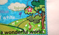WHAT A WONDERFUL WORLD  In The Hoop Whimsical Embroidered Mug Mats/Mug Rugs - Embroidery by EdytheAnne - 3
