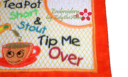 I'M A LITTLE TEAPOT MUG MAT/MUG RUG In The Hoop Embroidery Design - Embroidery by EdytheAnne - 4